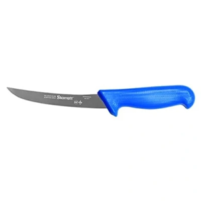Immagine di Starrett Coltello da Disossamento Cucina in Acciaio Inox Dello Chef, Profilo Curvo Stretto, 6 Pollici (150 mm), Manico Blu (BKL106 6)