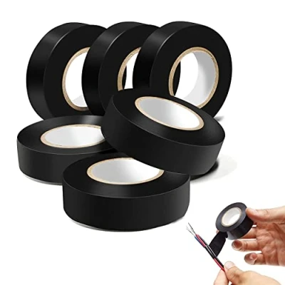 Immagine di ZDYFC Nastro Isolante Nero in PVC 19mm x 20 m Elettrico Ignifugo ed Impermeabile per Riparazioni e Isolamento, 6 rotoli