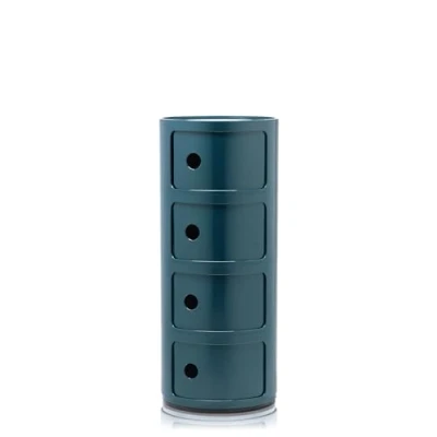 Immagine di Kartell Componibili Contenitore 4 Elementi, Base Tonda, ABS, Blu, 32 x 77 cm
