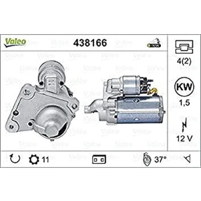 Immagine di VALEO NEW ORIGINAL PART 438166 Motorino di avviamento 12 1,5 11 CITROËN: C3 I Hatchback, C5 III Station Wagon, Xsara Picasso, PEUGEOT: 206 Hatchback
