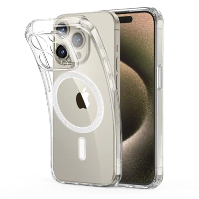 Immagine di ESR Custodia per iPhone 15 Pro Max, Compatibile con MagSafe, Protezione di livello militare, Resistente all&#039;ingiallimento e ai graffi, magnetica Serie Zero, Trasparente