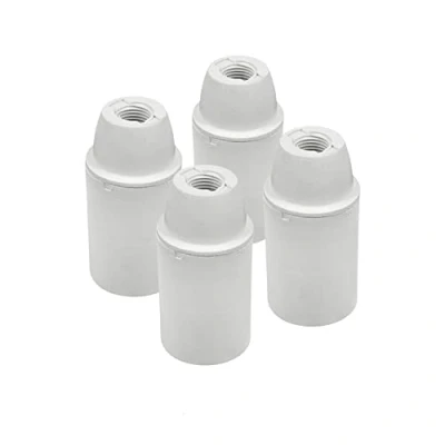 Immagine di HALOTEC Pack di 4 Portalampada E14 Bianco Attacco Liscio Piccolo Montaggio M10x1 Base per Lampadina a Vista e Filettatura Sottile Fabbricazione Italiana