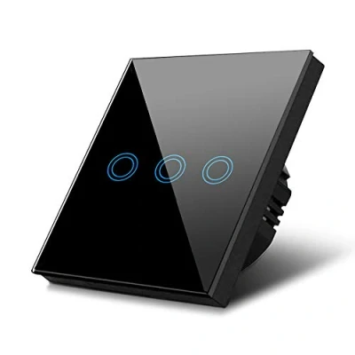 Immagine di Maclean Energy Interruttore touch Adattatore LED Elegante e Moderno (Nero, Triplo Rotondo)