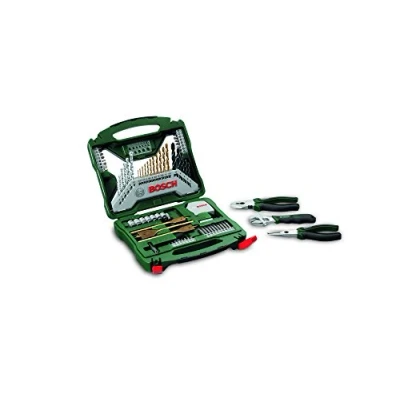 Immagine di Bosch 2607017197 Set di punte e in titanio X Line, colore: Verde/Grigio (70 pezzi)