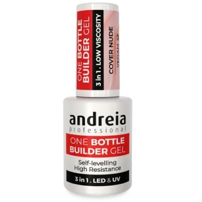 Immagine di Andreia Professional Gel Costruttore Professionale per unghie One Bottle Builder Trifasico 3 in 1 LED e UV Estensione Colore Nudo Coprente Auto livellante 14 ml