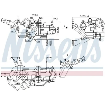 Immagine di NISSENS 989273 Radiatore EGR con guarnizioni bypass depressione CITROËN: Jumpy III Van, C3 Picasso, C4 Aircross, PEUGEOT: 3008 I, 308 II Hatchback