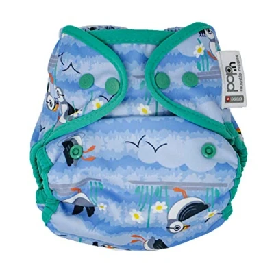 Immagine di Close Parent Copertura per pannolini impermeabile ecologica in blu Puffin regolabile con bottoni automatici neonati e bambini, adatta piatti aderenti