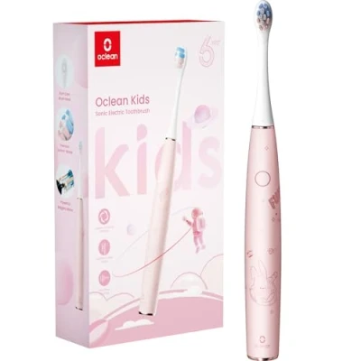 Immagine di Oclean Spazzolino elettrico sonico per bambini, setole morbide adatte ai spazzolatura ultra silenziosa, timer integrato da 2 minuti, impermeabile IPX7, bambini dai 5 anni in su (rosa)