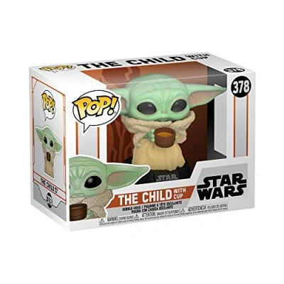Immagine di Funko Pop! Star Wars: The Mandalorian Grogu (The Child, Baby Yoda) (Grogu Yoda), with Cup Figura in Vinile da Collezione Idea Regalo Merchandising Ufficiale