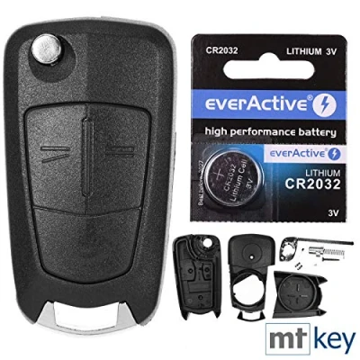 Immagine di Guscio per chiave a scatto con telecomando, 2 tasti, HU100 + batteria compatibile Opel