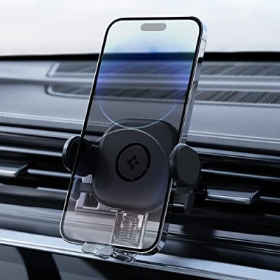 Immagine di Spigen OneTap Universale Porta Cellulare Auto, Supporto Telefono Auto per Presa d&#039;aria con Clip Regolabile, Smartphone 360 di Rotazione Compatibile iPhone, Samsung, Xiaomi, Pixel etc