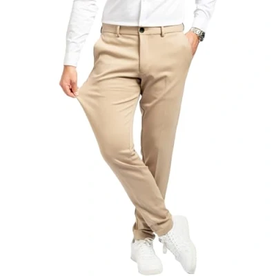 Immagine di pantaloni da uomo Performance Eleganti elasticizzati Slim Fit per uomini comodi e pratici in tessuto il lavoro tempo libero, sabbia, 30W x 30L