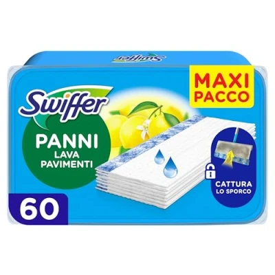 Immagine di Swiffer Panni Lavapavimenti Per Scopa con Profumo di limone x60, Una Pulizia Semplice E Rapida