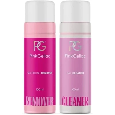 Immagine di Pink Gellac Shellac Cleaner e Remover Set 2 pezzi da 100 ml UV gel solvente per unghie detergente