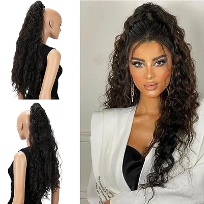 Immagine di CAISHA 70 Extra Lungo Voluminoso Ondulato Coda Di Cavallo Parrucchino Fibre Sintetiche Resistenti Al Calore Con Clip A Farfalla Marrone H709