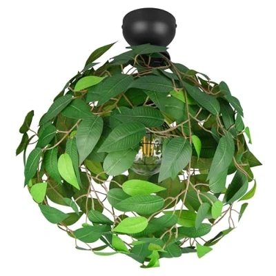 Immagine di Reality Leuchten Plafoniera Leavy, nero/verde, Ø 38 cm, E27, a 1 luce