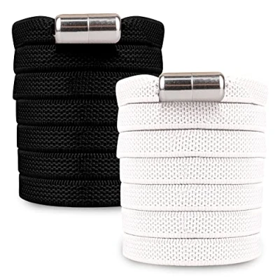 Immagine di SULPO Lacci scarpe elastici con chiusura rapida in metallo senza legatura piatti silicone nodo per adulti e bambini Stringhe elastiche