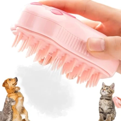 Immagine di Spazzola A Vapore Per Gatti e Cani, 3 In 1 Del Gatto Cani Autopulente Toelettatura Spazzola, Eliminare Pelo Superfluo Morto Sottopelo (A)