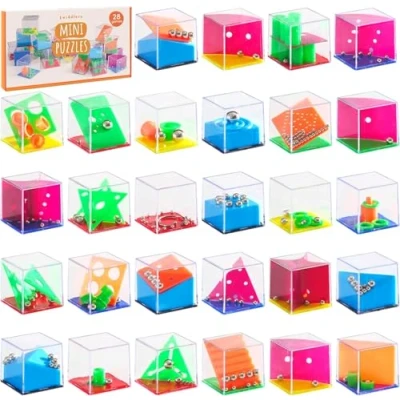 Immagine di THE TWIDDLERS 28 Mini Puzzle Gadget Compleanno Bambini, Livelli di Difficoltà Assortito 3D Box Rompicapo Bambini Giochi Giochini Bimbi per Fine Feste, Comunione Bomboniere