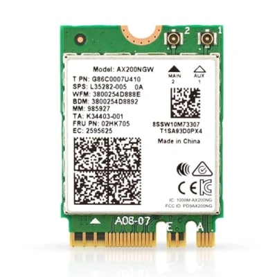 Immagine di HighZer0 Electronics AX200 WiFi 6 Adapter Dual Band 802.11ax M.2 Card for PC Up to 2.4 Gbps No vPro Supports Bluetooth 5.2 &amp; Intel, AMD, Windows 10/11, Linux AX200NGW (AX200)