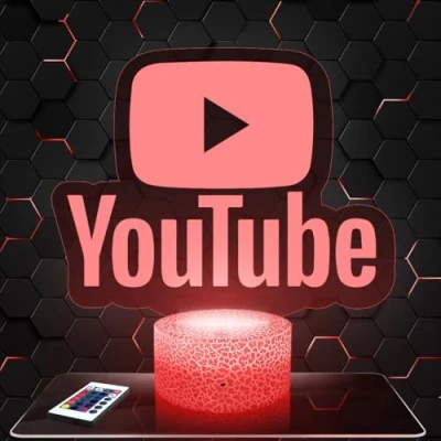 Immagine di Lampada da comodino, Luce notturna tattile Logo Youtube illusione 3D LED, idea regalo di Natale per ragazzi e ragazze notte bambini o adulti
