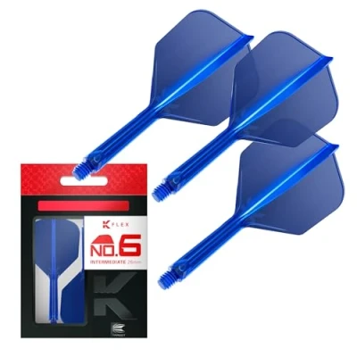 Immagine di Target Darts K Flex Integrated Dart Flight And Shaft, N. 6 Blu (Intermedio) Confezione da 3 6, voli per Freccette di precisione 2 in 1 e Stelo