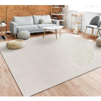 Immagine di Tappeto per Soggiorno Tinta Unita Semplice e Moderno Pelo Corto, DIV. Misure Colori, Dimensione:160 cm Quadrato, Colore:Crema
