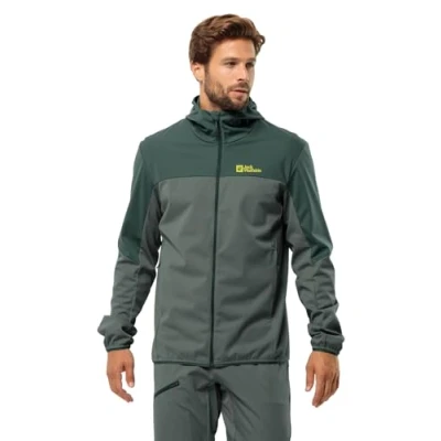 Immagine di Jack Wolfskin Feldberg Felpa con Cappuccio, Taglia M Giacca Softshell, Ardesia/Verde, XXL Uomo