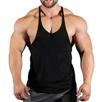Immagine di GYMAPE Uomo Canotta da Palestra Allenamento di Bodybuilding Elastico Cotone Nero S