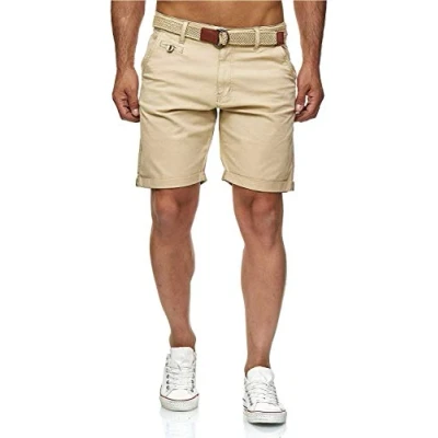 Immagine di Indicode Conor Bermuda da uomo con cintura, 100% cotone, vestibilità regolare nebbia M