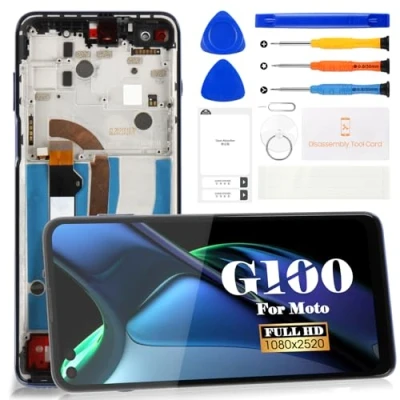 Immagine di Schermo LCD di ricambio per Motorola Moto G100 Edge S, kit riparazione Touch Screen Digitizer XT2125 (nero, con telaio)