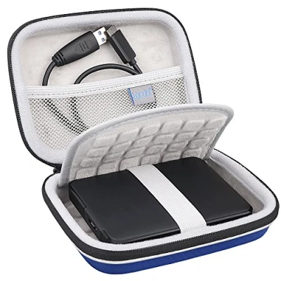 Immagine di Lacdo Custodia Hard Disk Esterno Disco Rigido per Seagate Expansion Portable Drive/Seagate Game Drive Basic/WD Elements/WD My Passport 2.5 Pollici HDD 1TB 2TB 3TB 4TB 5TB Antiurto Protettiva, Blu