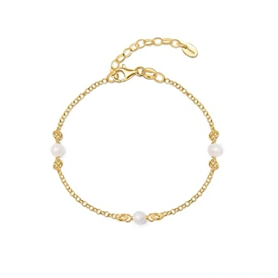 Immagine di Amberta Bracciale con Perle per Donna in Argento Sterling 925: Oro di Fiume 4 5 mm