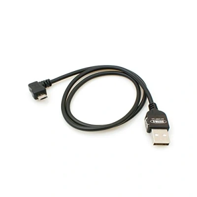 Immagine di System S Cavo Pieghevole a Spirale Micro USB 2.0, con connettore angolare 90 (Sinistra/Maschio), Adattatore Dati e Ricarica, 50cm.