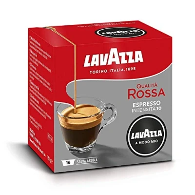 Immagine di Lavazza, A Modo Mio Qualità Rossa, 32 Capsule Caffè, per un Espresso con Note di Cioccolato e Frutta Secca, Arabica Robusta, Intensità 10/13, Tostatura Media, 2 Confezioni da 16