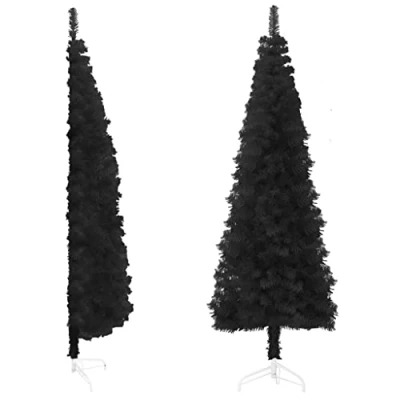 Immagine di vidaXL Albero Natale Artificiale Sottile a metà e Supporto Nero 120 cm