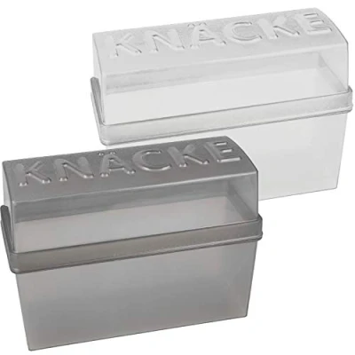 Immagine di COM FOUR® 2x scatola per pane croccante con coperchio scatole di conservazione ermetiche da 1,65 litri la cucina e in viaggio ca. 20x9x14 cm (2 pezzi grigio/bianco)