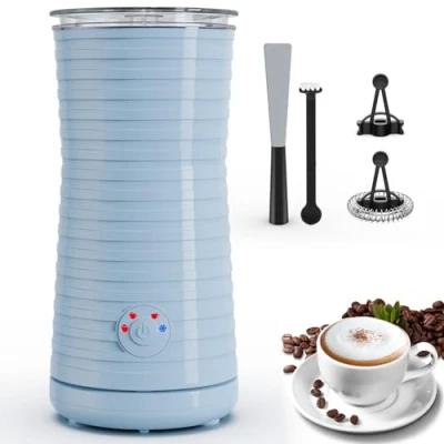 Immagine di Montalatte Elettrico Automatico, Morpilot Cappuccinatore, Schiumatore Latte 4 in 1, Libera Scelta dello Spessore della Schiuma, Silenzioso e Rivestimento Antiaderante Blu