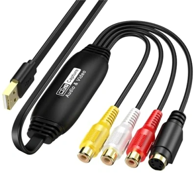 Immagine di SUNYOY USB 2.0 Video Capture Card Analogue to Digital PC Transfer Kit VHS DVD/Cassette Retro Console/Video Grabber Compatible with Windows XP/Vista/Win 11/10/7/8/8.1 &amp; MAC etc.