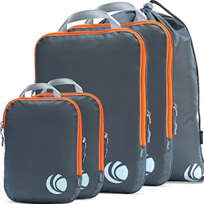 Immagine di Cipway 5 Set di cubi imballaggio a compressione per viaggi, organizer ultraleggeri valigie e zaino (grigio), L