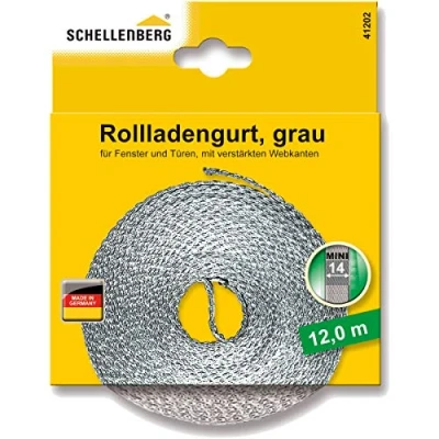 Immagine di Schellenberg 41202 Cinghia per tapparelle, 14 mm x 12 m, colore: Grigio
