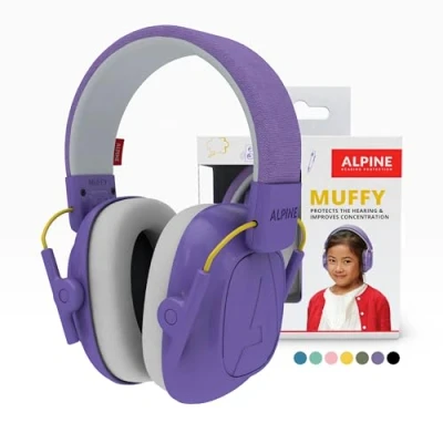 Immagine di Alpine Muffy Kids Cuffie Protezione per bambini dai 5 ai 16 anni Cuffia antirumore di prima qualità studiata orecchie con fascia regolabile Viola