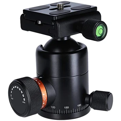 Immagine di Rollei treppiede a sfera per C6i, testa professionale 360 gradi con frizione, portata 12 kg e 3 livelle. Include piastra sgancio rapido Acra Swiss, Nero, 22769