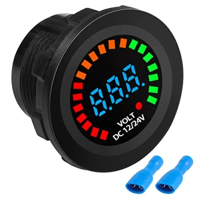 Immagine di MEIRIYFA DC 12V 24V Car Battery Voltmeter Gauge Display LED Misuratore di Tensione Digitale Schermo Colorato Impermeabile Sostituzione Automotive per Veicolo Camion Auto Barca Marine