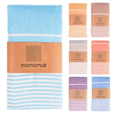 Immagine di MOMOMUS Fouta Telo Mare Grande in Cotone con Frange e Senza Sabbia da Spiaggia Antisabbia XXL Ideale como Arazzo/Pareo/Telo Picnic o Blanket per Prato Turchese, 210x240 cm