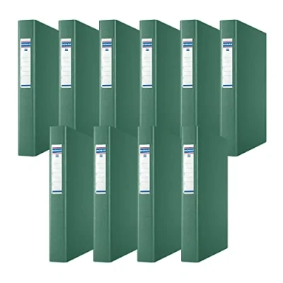 Immagine di DONAU 3735001PL 06 raccoglitore ad anelli, colore verde, meccanismo a 4 25 mm, formato DIN A4, cartone/plastica, in cartone spesso 1,9 con PP 100µ, confezione da 10 pezzi
