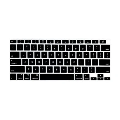 Immagine di MiNGFi Inglese QWERTY silicone coperchio della tastiera Copritastiera per MacBook Air 13&quot; Touch ID Modello M1 A2337 A2179 (2020+) US/ANSI layout Nero