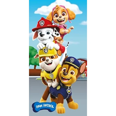 Immagine di Jerry Fabrics Paw Patrol, asciugamano da bagno per bambini, ad asciugatura rapida, in 100% cotone, blu, 70 x 140 cm