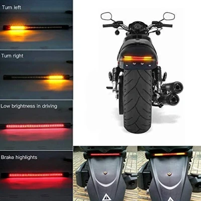 Immagine di Teguangmei Striscia Flessibile Moto Rossa + Giallo 48 LED Indicatore di Direzione/Luce Marcia/Luce Coda/Luce Stop/Luce Targa Impermeabile 12V DC Universale