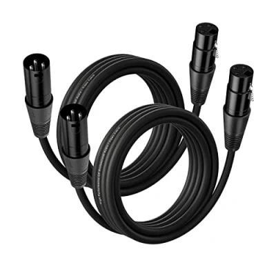Immagine di NUOSIYA Cavo XLR Bilanciato, 2 pacchi per microfono, da 3 pin maschio a femmina, registratore studio, mixer, sistema di altoparlanti, alimentazione phantom(6m)